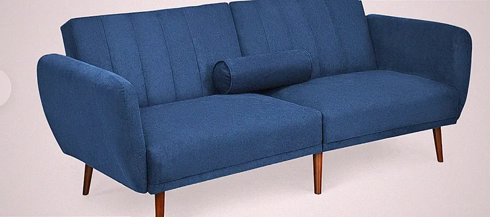 Modern Sofa Bed Convertible Futon Sofa w/ 3-Level Adjustable Angle Function Navy