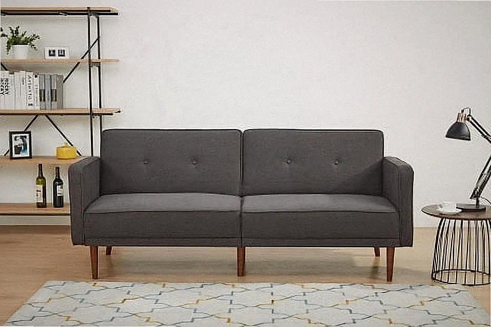 Modern Sofa Bed Dark Gray Convertible Sleeper Couch for Living Room Guest Room