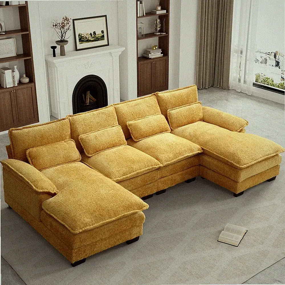 Modern Soft Modular U-Shape Sectional Sofa Couch Comfy Upholstery Cloud Sofa