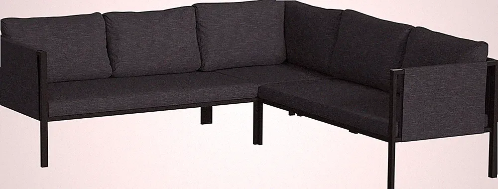 Modern Steel Sectional Chair with Cushions & Storage, Black/Charcoal