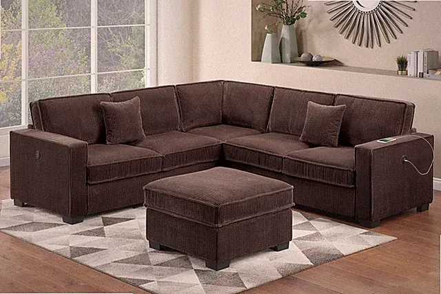 Modern Style 4pc Sectional Set Right Arm And Left Arm Loveseat USB Port Plastic