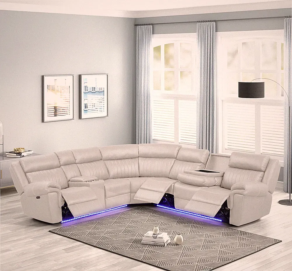 Modern Style Recliner Sectional Sofa made with Wood in Ice