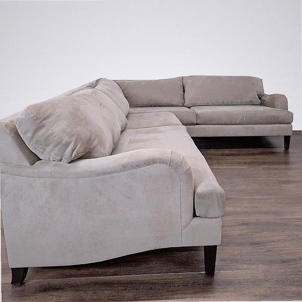 Modern Tan Fabric Sectional Sofa with Clean Lines