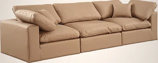Modern Tan Vegan Leather Modular Sofa - Comfy 119" W x 40" D x 34.5" H