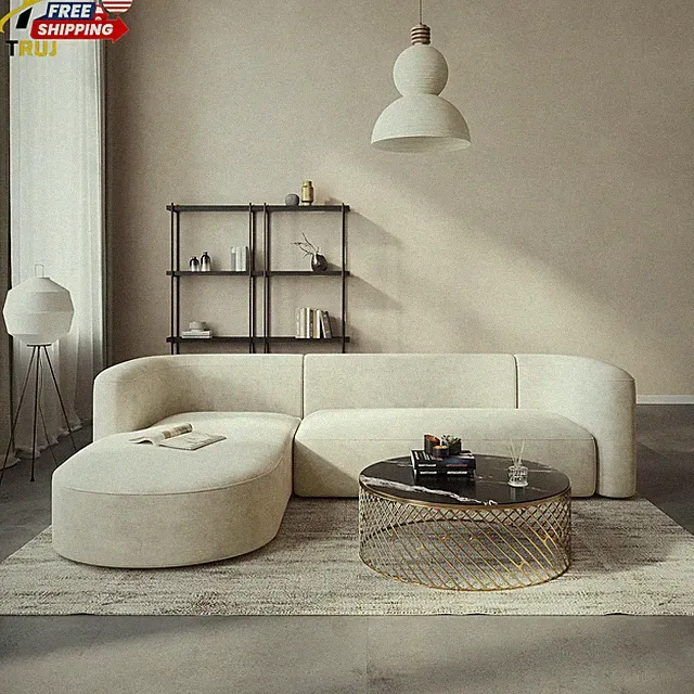 Modern Tight Curved Back Velvet Sofa Minimalist Style Comfy Couch for Living Roo
