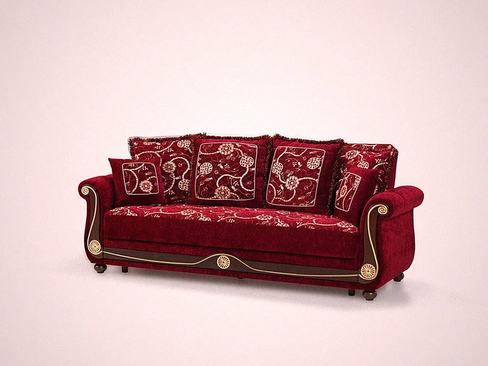 Modern Transitional Sleeper Sofa Burgundy Convertible Storage Couch Bed