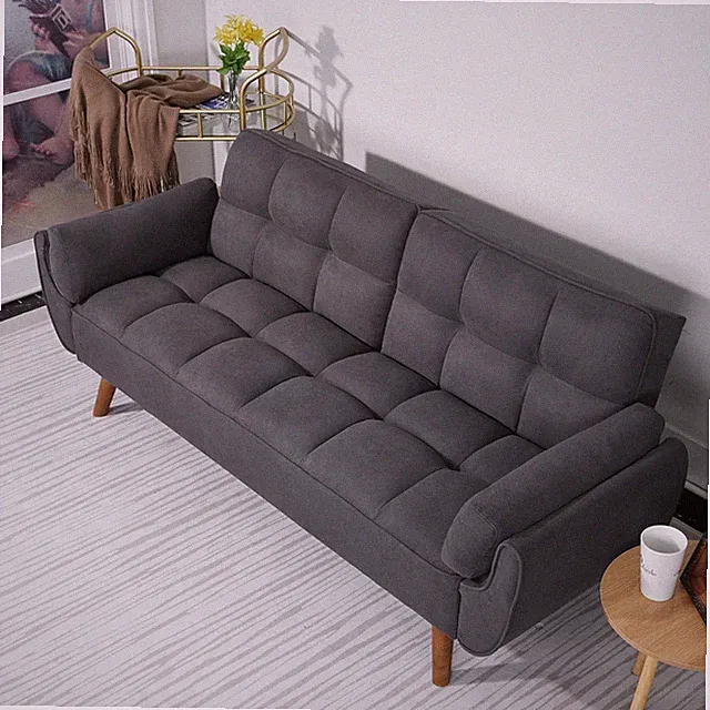Modern Tufted Futon Sofa Bed with Adjustable Backrest & Pillows - Easy Assemble
