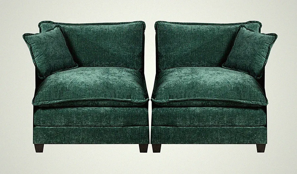 Modern Two Seats Sectional Cloud Sofa Comfy Double Layer Upholstered Couch