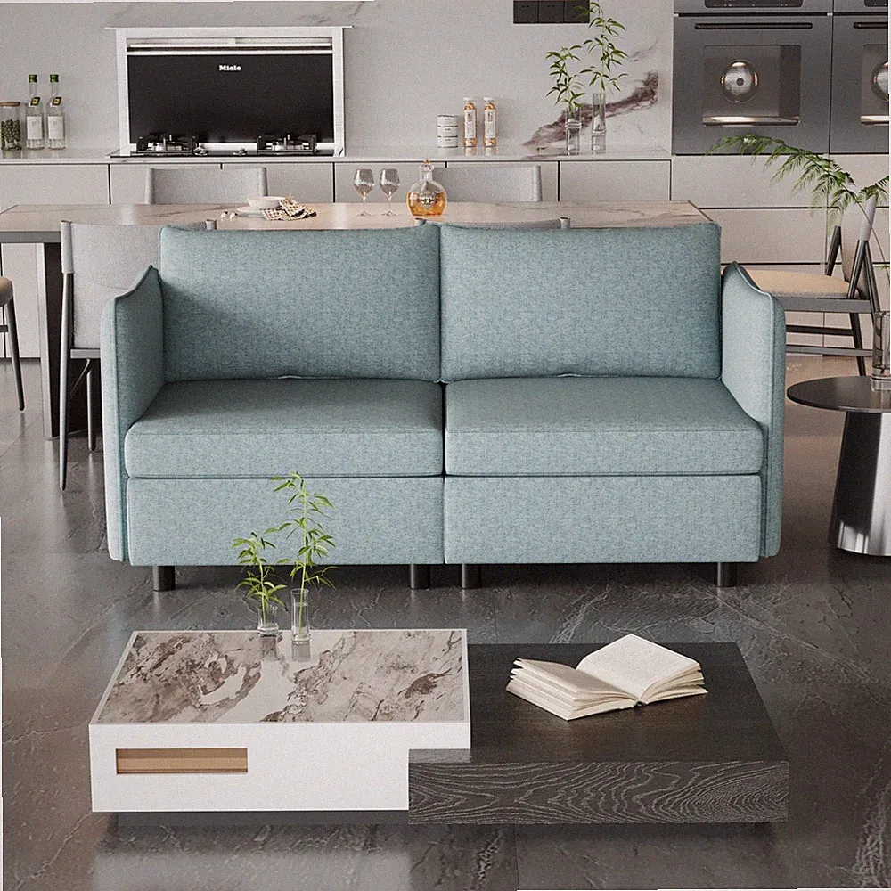 Modern U Shape Modular Sofa Convertible Sectional Couch with Storage Ottomans
