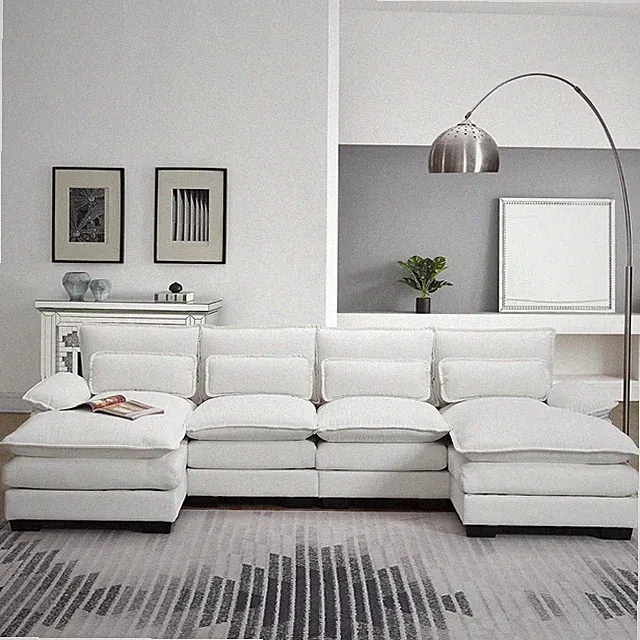 Modern U-Shaped Modular Sofa,6-Seat Upholstered Symmetrical Sofa Furniture with