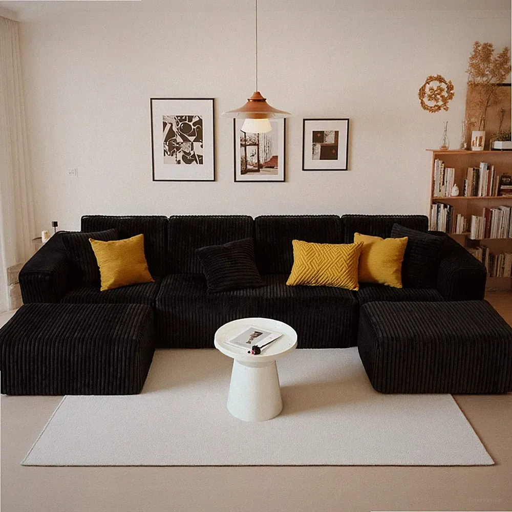 Modern U-Shaped Sectional Sofa Convertible Modular Couch With Chaise Lounge