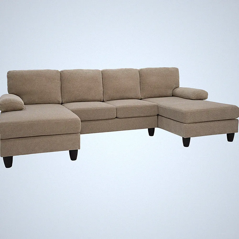 Modern U-Shaped Sectional Sofa Upholstered Couch Chaise Lounge For Living Room