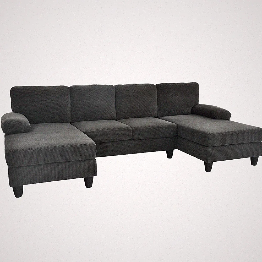 Modern U-Shaped Sectional Sofa Upholstered Couch Chaise Lounge For Living Room