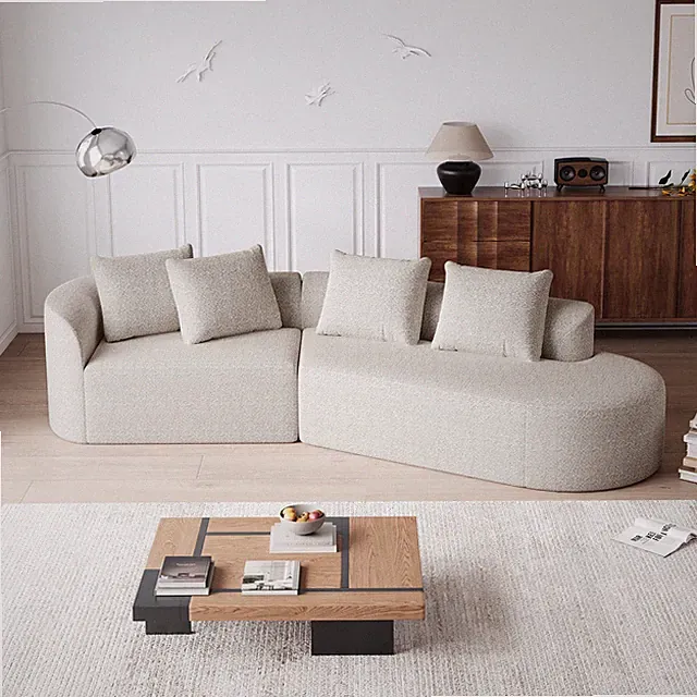 Modern Upholstered Oversized Sectional Sofa, 112-Inch Chenille 4-Seater Extra