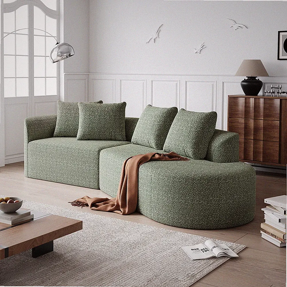 Modern Upholstered Oversized Sectional Sofa, 112-Inch Chenille 4-Seater Extra D