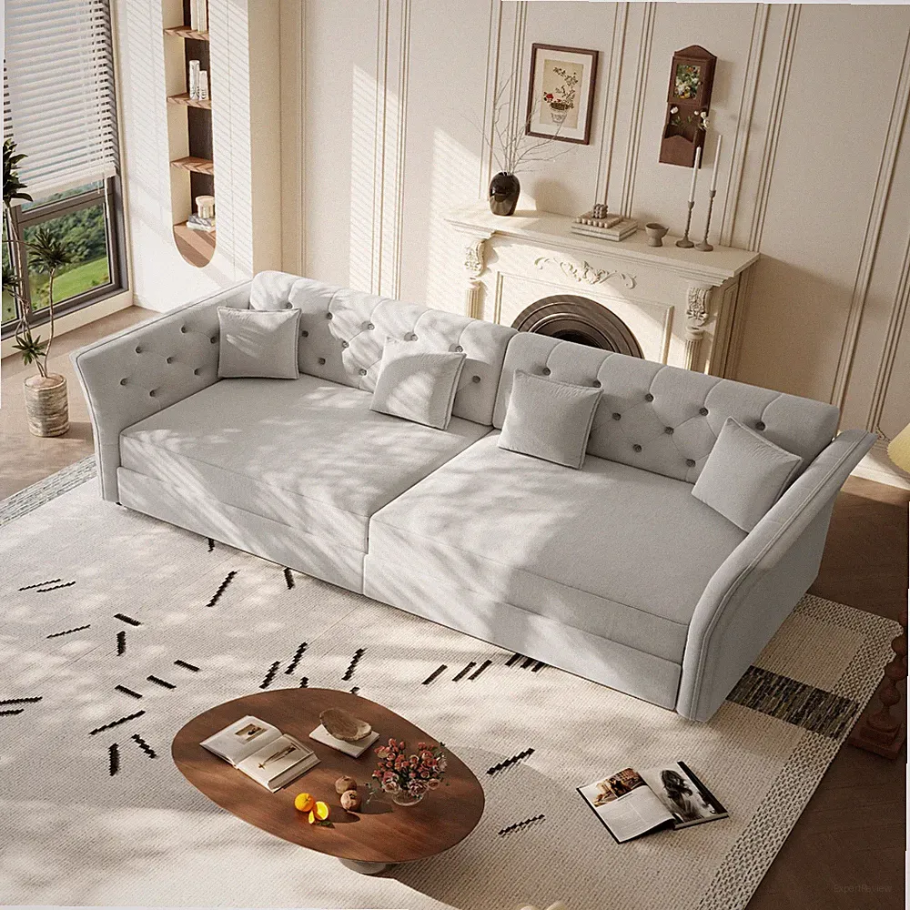 Modern Velvet Convertible Pull Out Sofa Bed Tufted Sleeper Couch With Rolled Arm