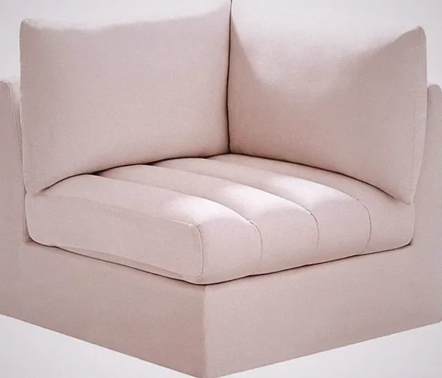 Modern Velvet Modular Chair with Deep Channel Tufting - Pink Corner Jacob Collec