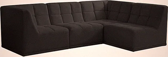 Modern Velvet Modular Sectional Sofa - Black, 98"W x 64"D x 31"H