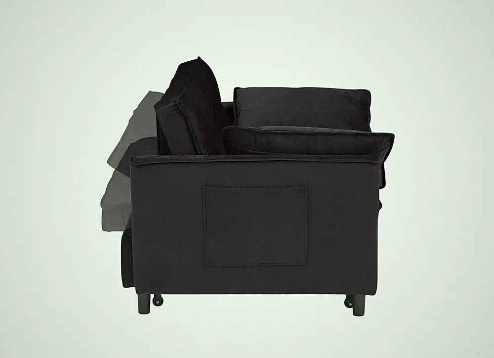 Modern velvet sofa,sofa pull-out bed,small love seat casual sofa w/back,w/pillow