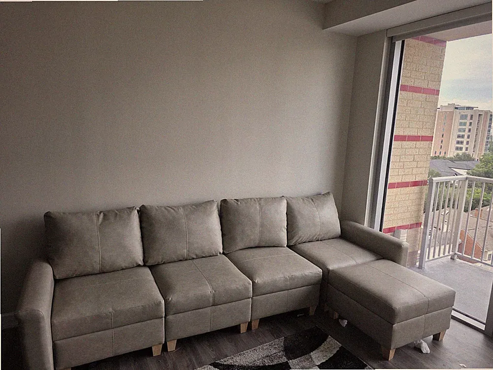 Modern White Bonded Leather Sectional Sofa - Small Space Configurable Couch