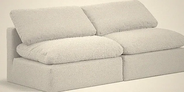 Modern White Linen Modular Sofa with Down Feather Cushions - 70" W