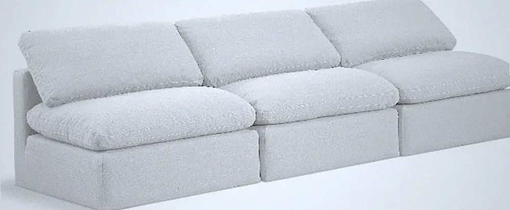 Modern White Modular Sofa with Down Feather Cushions - 105" W