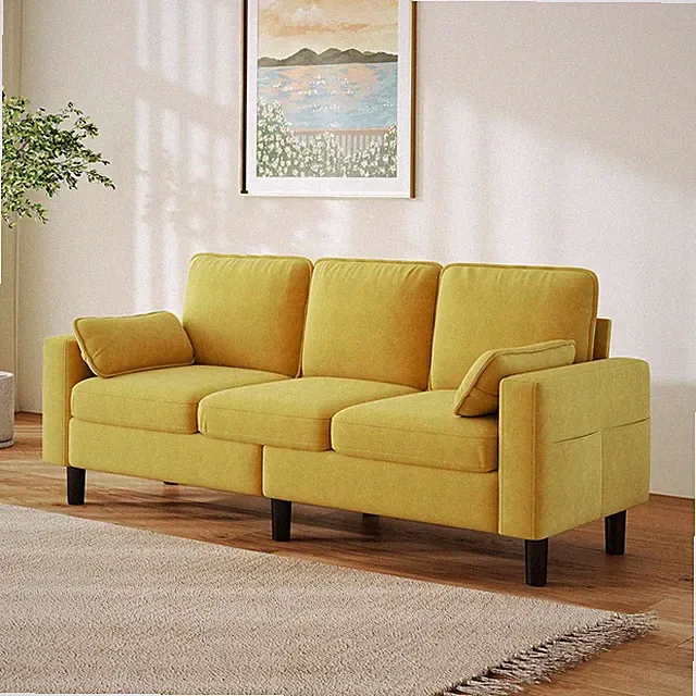 Modern Yellow Accent Chair - Upholstered Armchair for Living Room & Office