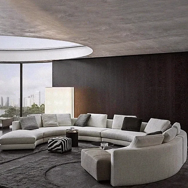 Modernized Circular Fabric Sofa Set