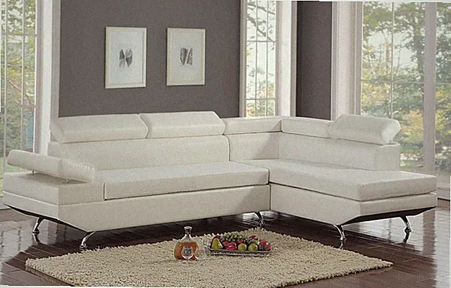 Moderno White Vinyl Sectional