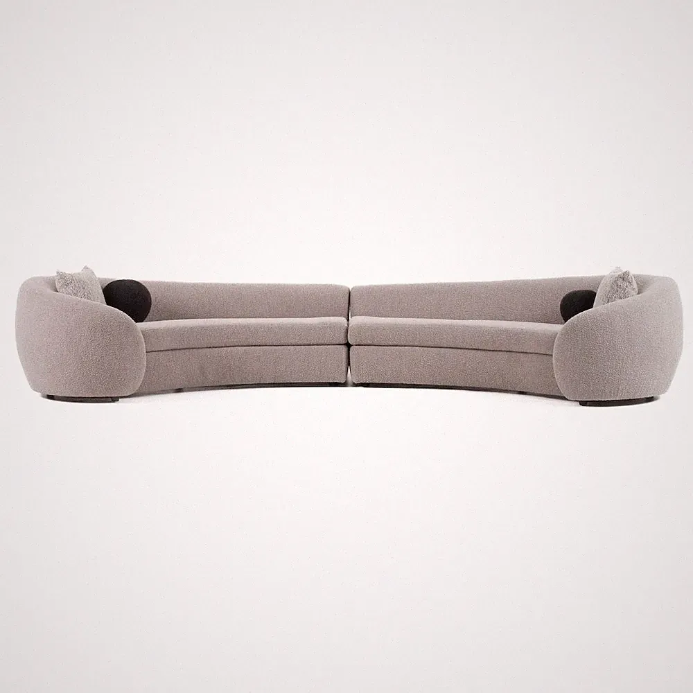 Modrest - Kilmer Modern Grey Curved Fabric Sectional Sofa