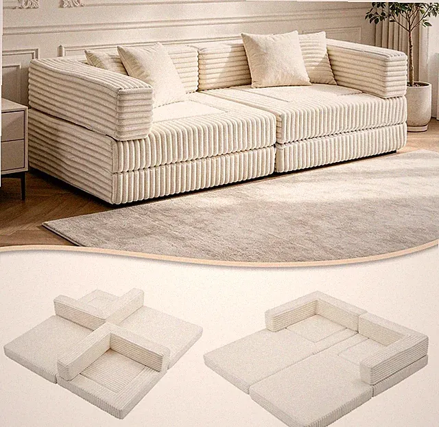 Modular 2-Piece Floor Sofa Set - Convertible Lounge Bed with Adjustable Backrest