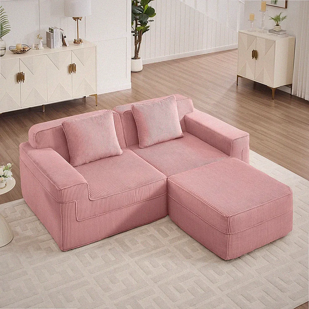 Modular 2 Seat L Shape Sectional Boneless Sofa,Cloud Sectional Couch w/Deep Se