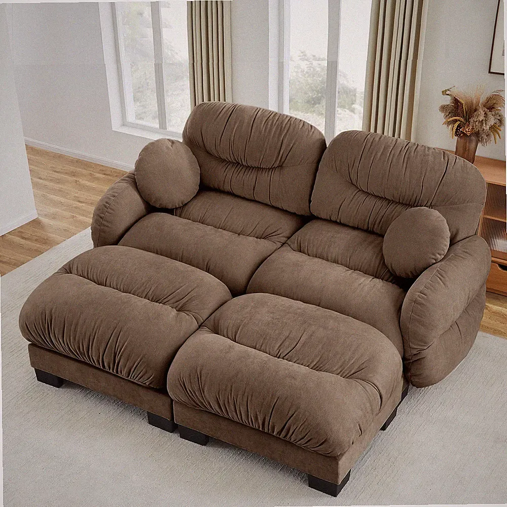 Modular 2-Seater L-Shape Chenille Sofa High-Density Foam Seat