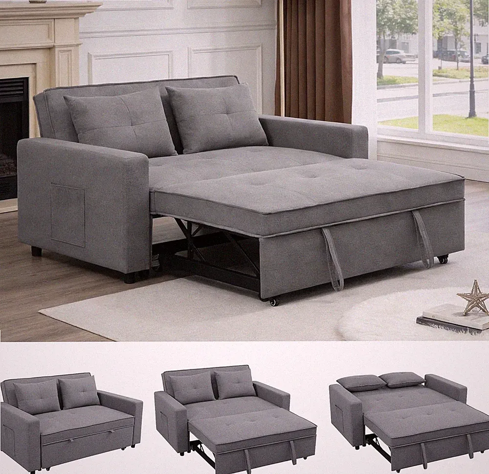 Modular 83" Convertible Sofa Bed with Side Pocket - L-Shaped Sleeper Couch