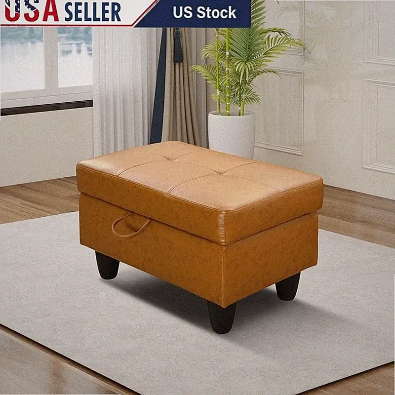Modular Brown Leather Sectional Sofa W/ Storage Ottoman Comfortable Seating New