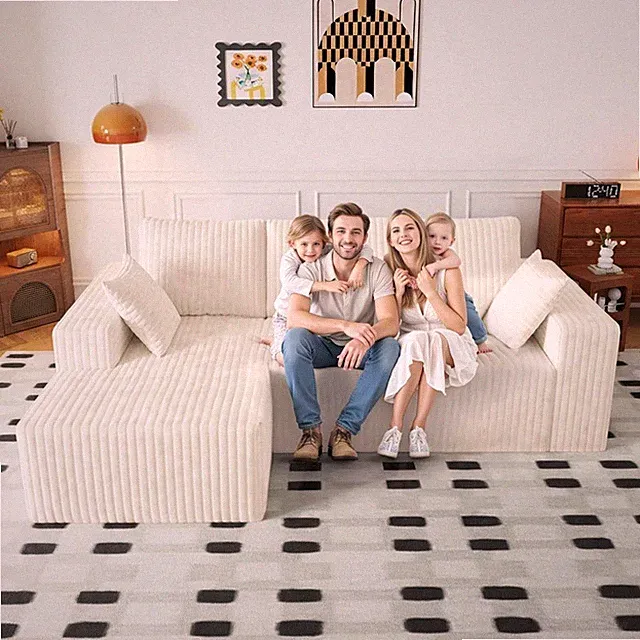 Modular Cloud Boneless Sectional Couches with Oversized Chaise for Living Room