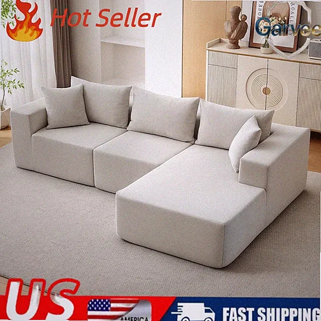 Modular Cloud Couch 108" Right Chaise, Fluffy L-Shaped Sofa Bed, No Assembly