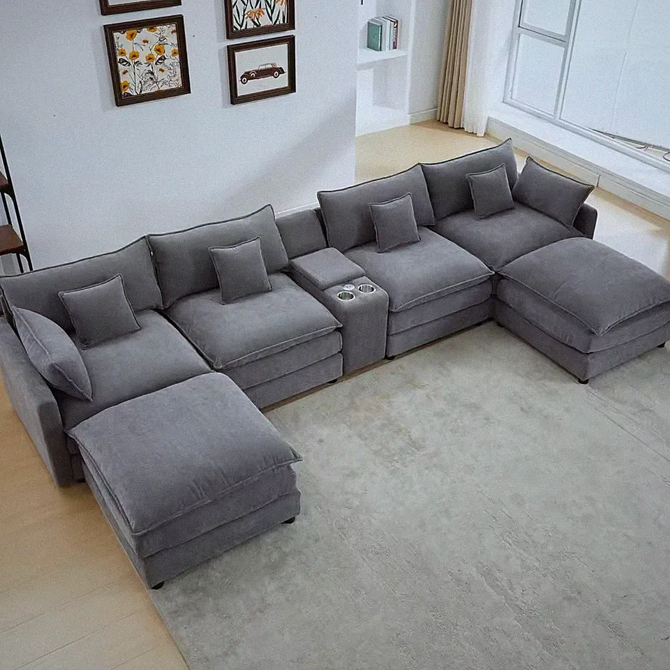 Modular Cloud Couch Dupe with Storage Ottoman, 144 Inch Minimalist L Shape