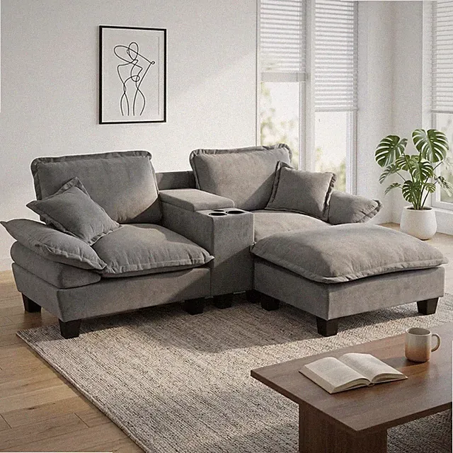 Modular Cloud Couch, L-Shape Sailboat Sofa with Cup Holders & Storage, USB Po