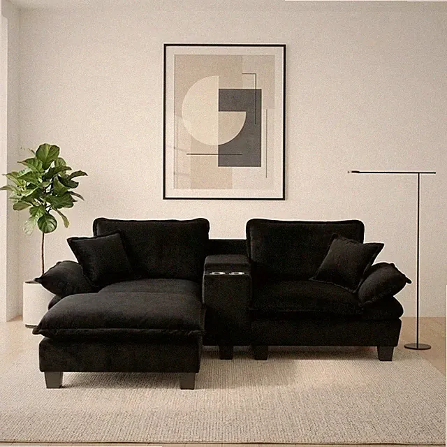 Modular Cloud Couch, L-Shape Sailboat Sofa with Cup Holders & Storage, USB Por