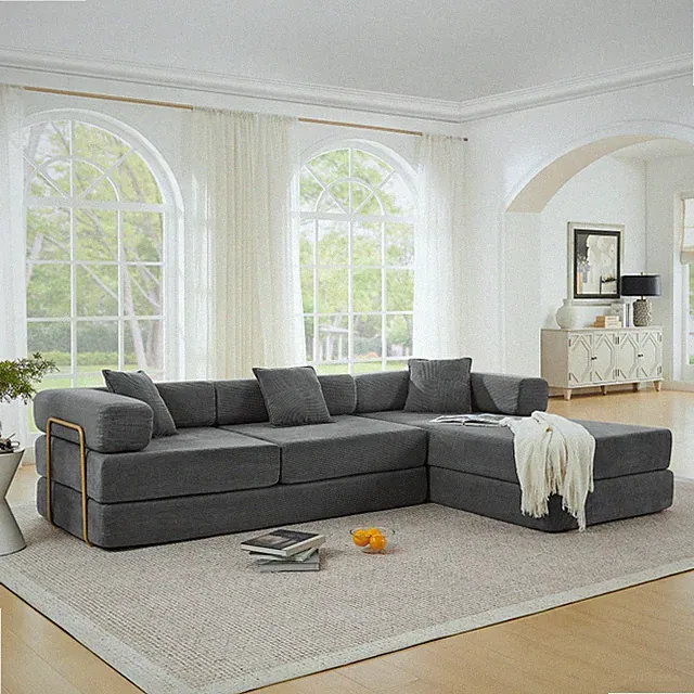 Modular Cloud Couch, L-Shape Sectional w/ Chaise, Sofa Bed, Corduroy