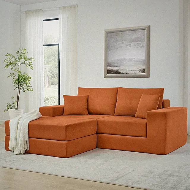 Modular Cloud Sectional Couch, Modern Upholstered L-Shaped Sofa with Removable