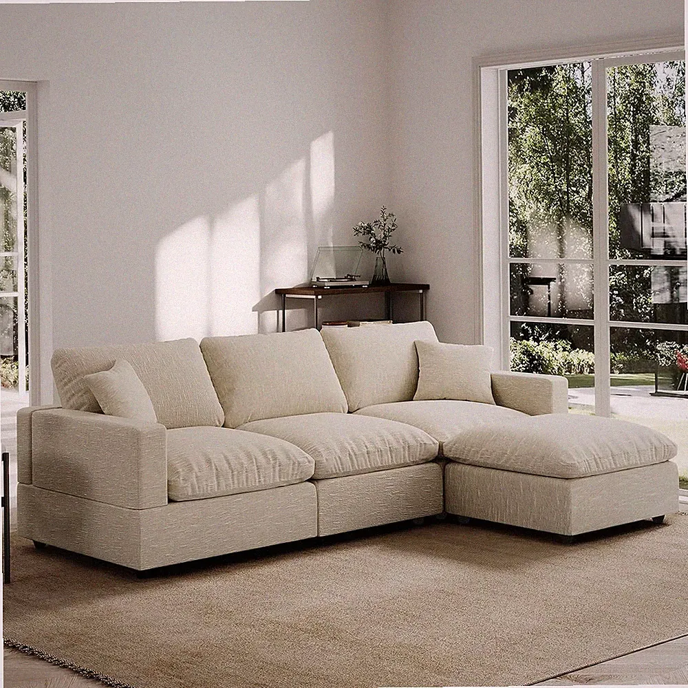 Modular Cloud Sectional Couches for Living Room,L Shaped Filled-Down Sofas,95.4"