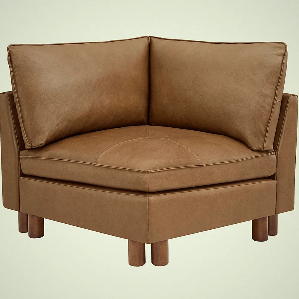 Modular Cloud Sectional Sofa Genuine Leather Down Filled Saddle Corner Piece