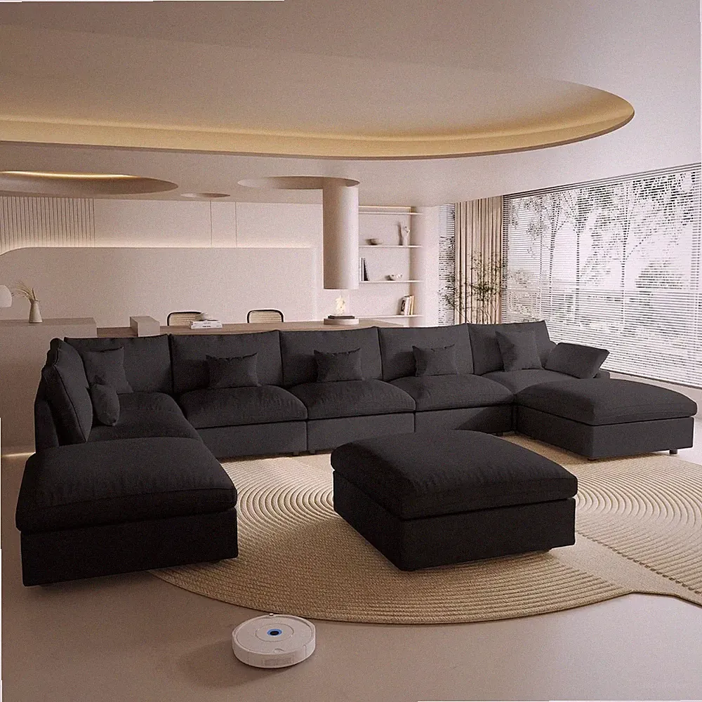 Modular Cloud Sofa, 192" Cloud Sectional Couches with Deep Seat,Down Filled Line