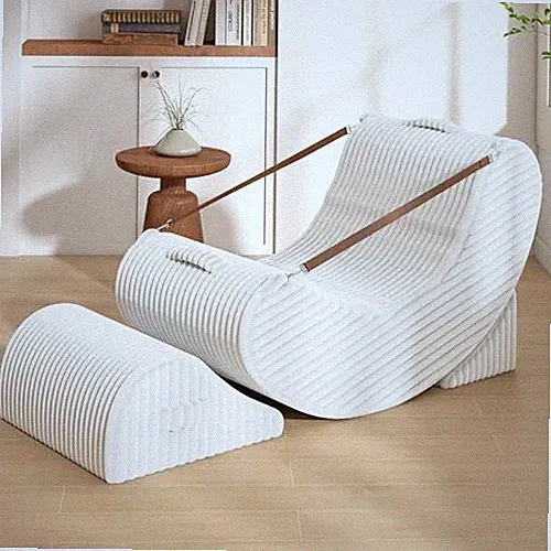 Modular Comfortable Bean Bag Chair for Adults, Adjustable Angle Chaise White