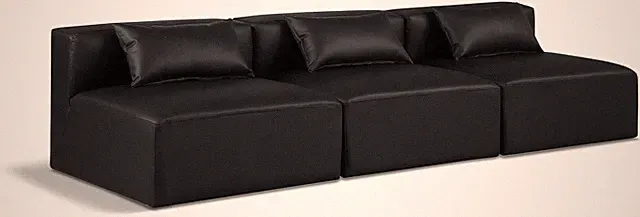 Modular Contemporary Sofa in Soft Black Vegan Leather - Infinite Configurations