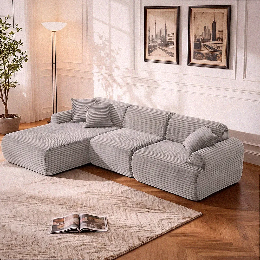 Modular Convertible Sectional Sofa Set Boneless Design Compressed for Apartment