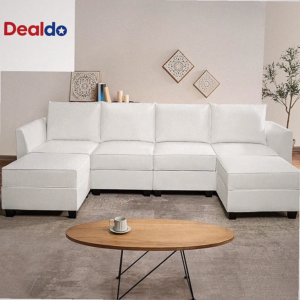 Modular Convertible U-Shaped Sectional Sofa with Reversible Chaise, Oversized Co