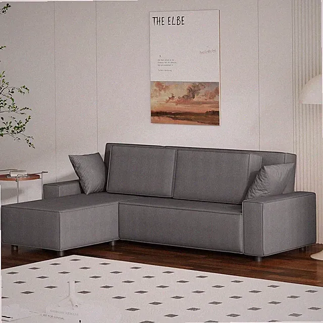 Modular Corduroy Sectional Sofa L-Shaped Oversized Couch Chaise Wide Armrest